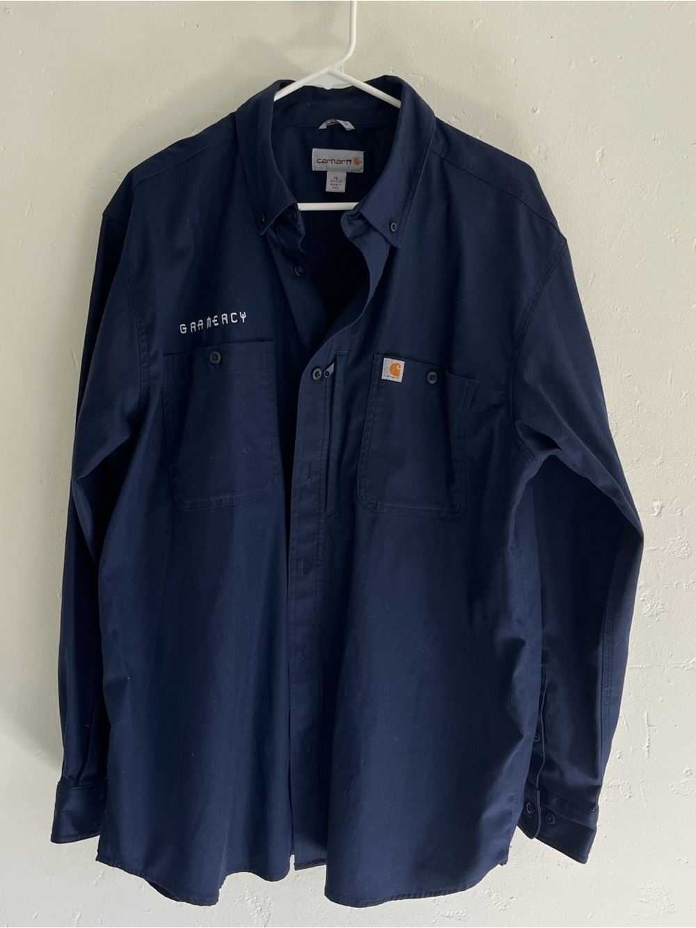 Carhartt Navy Blue Casual Button-Down Work Shirt